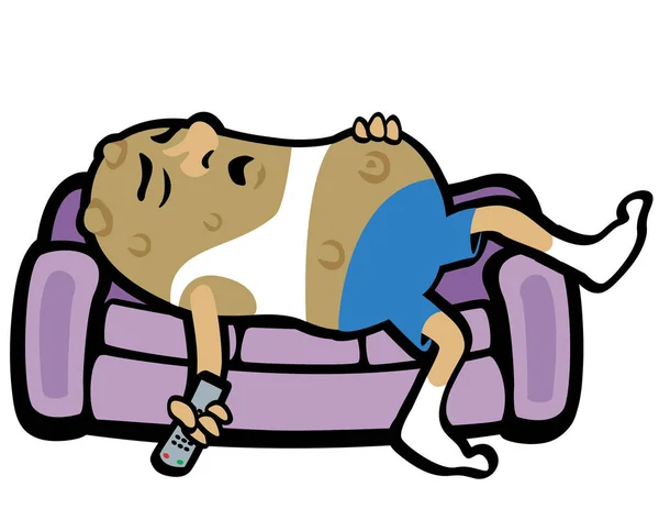 ソファーで寝ている漫画のポテト ベクターのイラスト — ストックベクタ