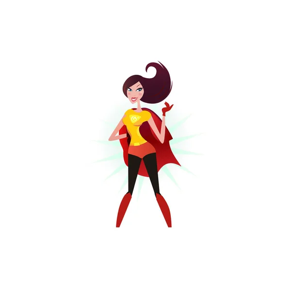 Женщина Супергерой Накидкой Векторной Иллюстрацией — стоковый вектор