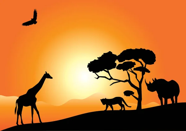 Afrykańskie Zwierzęta Sawannie Ilustracja Wektor — Wektor stockowy