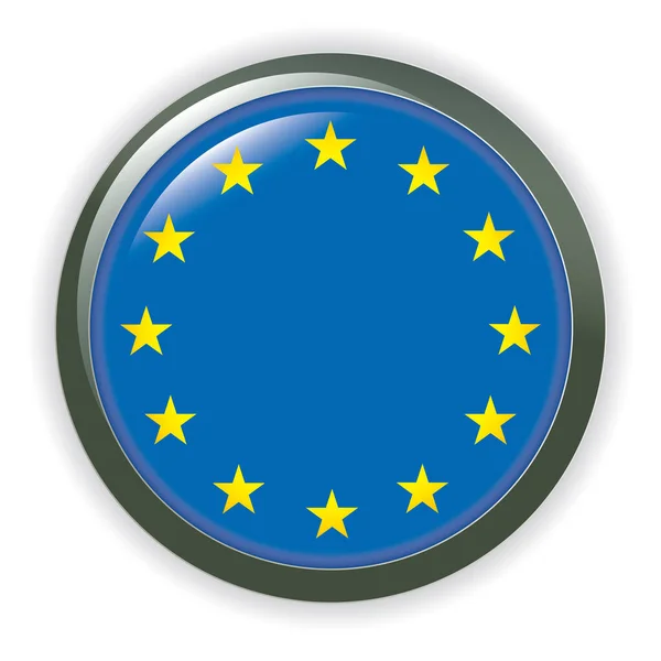 ヨーロッパ連合の丸いボタン旗 — ストックベクタ