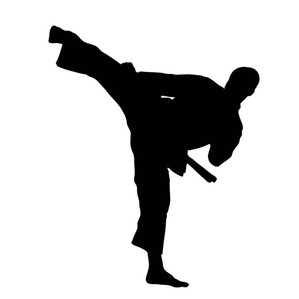 Silhouette Karate Man Kimono — Stock Vector