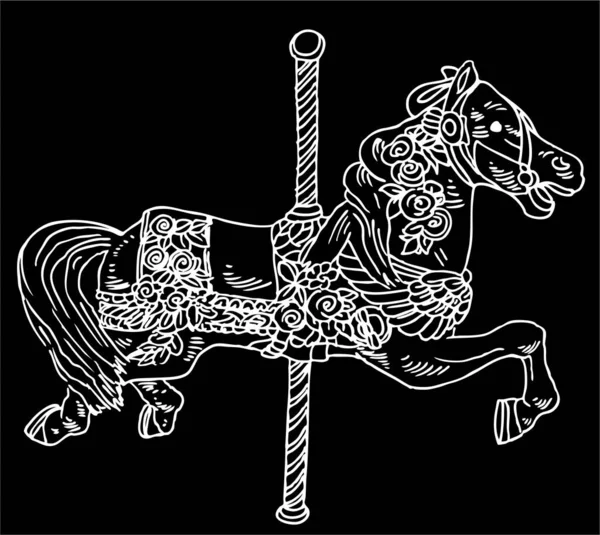 Черная Лошадь Белым Узором — стоковый вектор