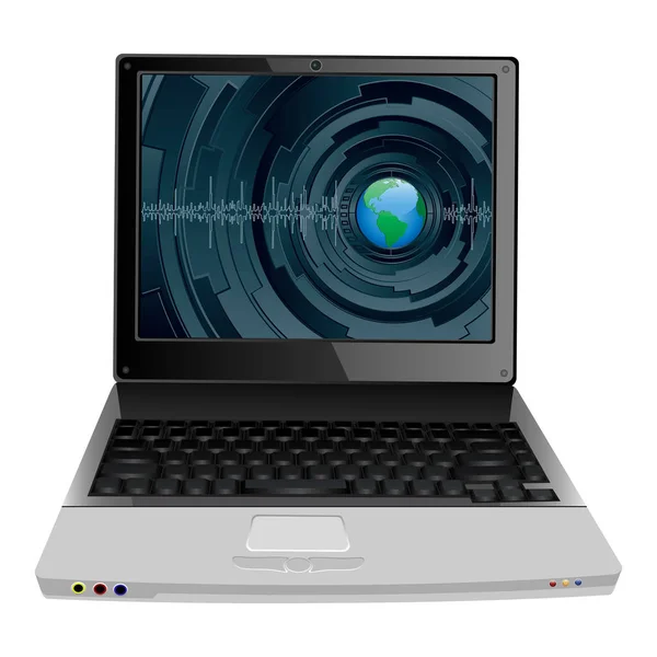Laptop Com Tela Azul — Vetor de Stock