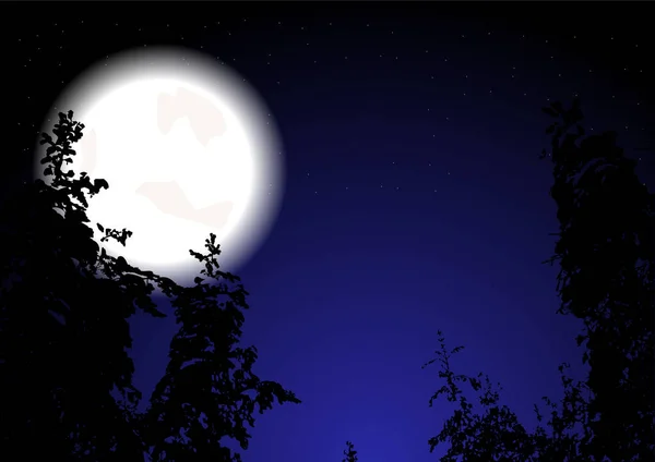 Mond Und Wald — Stockvektor
