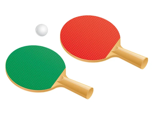 Raquetas Pelotas Ping Pong Aisladas — Vector de stock