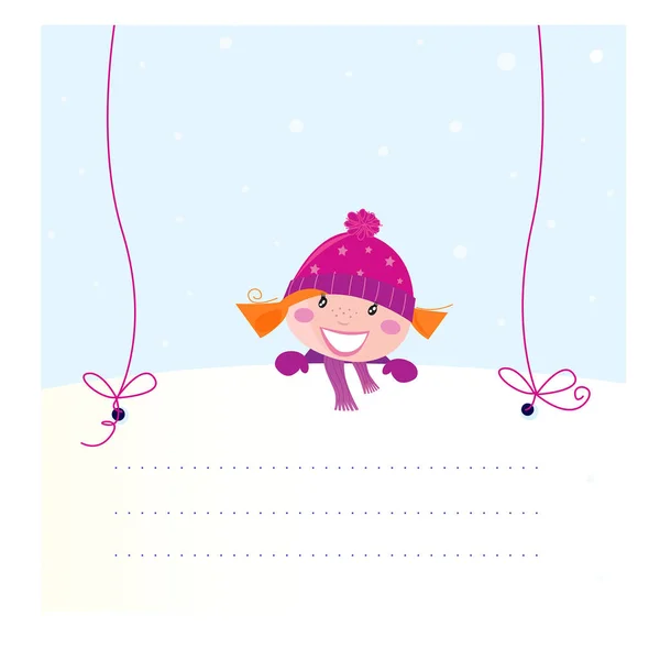 Girl Knitted Hat Sweater Winter Clothes Winter Holidays Vector Illustration — Stock Vector