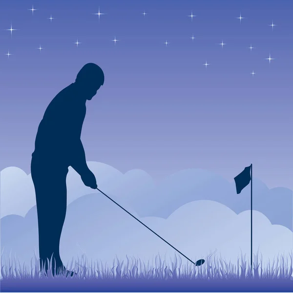 Golf Oyuncusu Sahada — Stok Vektör