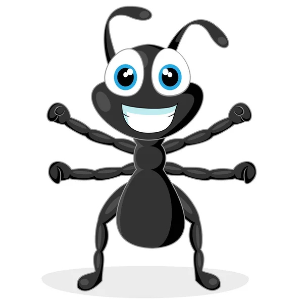 Happy Black Ant Cartoon — Stock Vector
