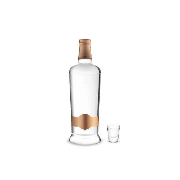 Vaso Vodka Con Hielo Sobre Fondo Blanco Aislado — Archivo Imágenes Vectoriales