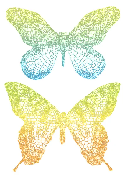 Красочные Бабочки Изолированные Белом Backgrpund — стоковый вектор