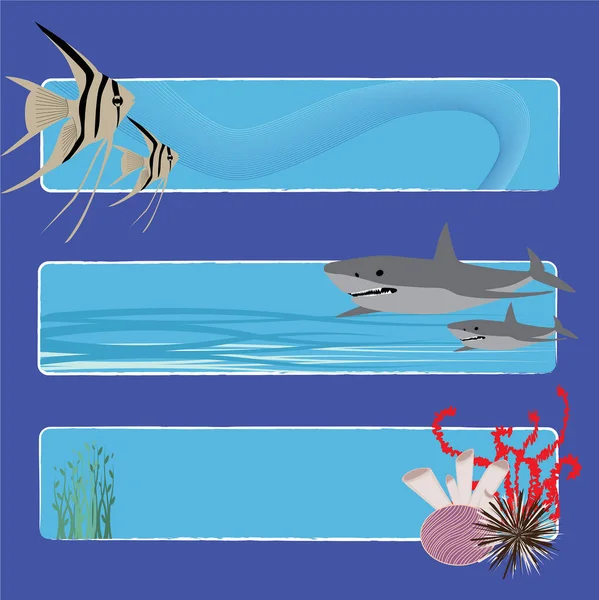 Zestaw Podwodnego Świata Rybami — Wektor stockowy