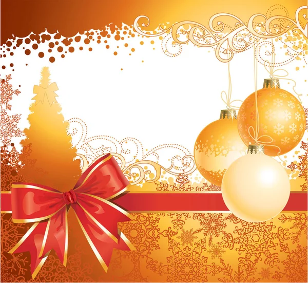 Christmas Greeting Card Balls Ribbon — Stock Vector