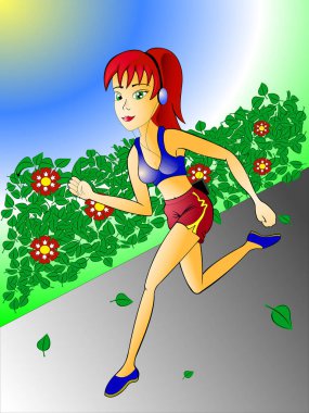 Arka planda çalışan kız