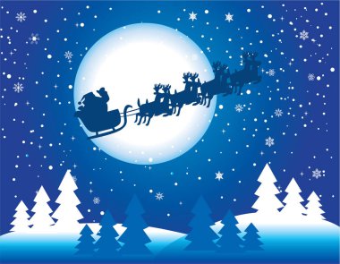 Kızak vektör illüstrasyonlu Noel Baba