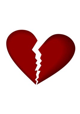 Kırık kalp beyaz arka planda