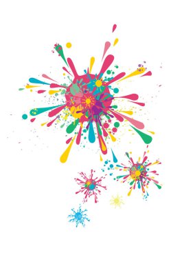 Beyaz arkaplanda renkli boya lekesi.