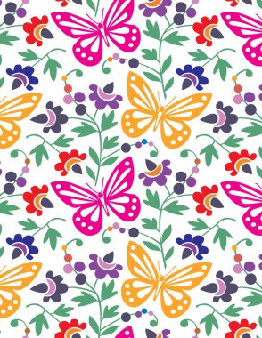 Renkli kelebekler, vektör çizim ile Seamless Modeli