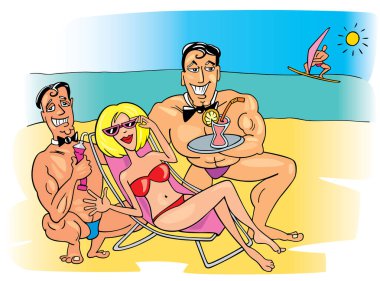 plaj arka plan vektör çizim