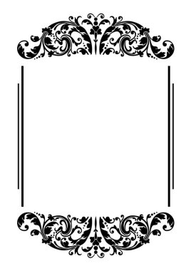 Beyaz arka planda çiçek desenli siyah çerçevenin vektör illüstrasyon tasarımı