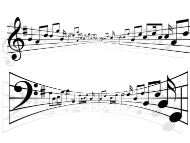 müzik notaları ve trible anahtar, vektör illüstrasyonu