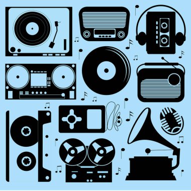 Retro müzik sembolleri. vektör kümesi.