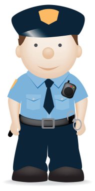 Beyaz bir geçmişi olan çizgi film polisi.