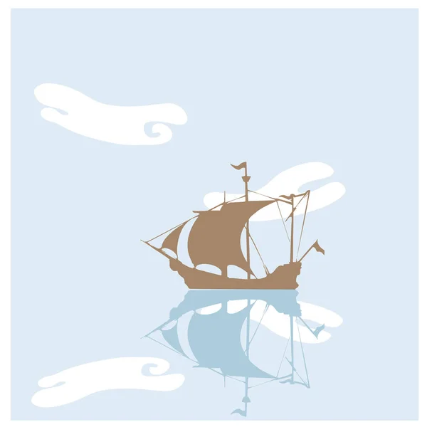 Sailing Boat Sea — Stock Vector