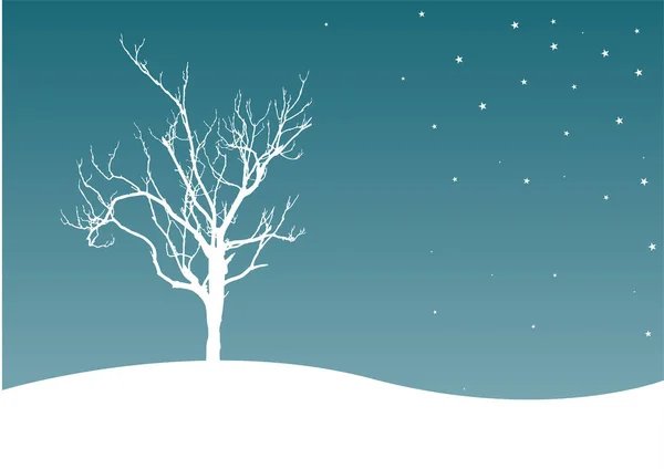 Vector Winter Landscape Tree Silhouette Christmas Background — Stock Vector