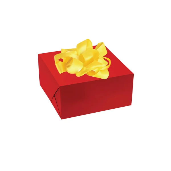 Boîte Cadeau Rouge Avec Ruban Arc Isolé Sur Fond Blanc — Image vectorielle