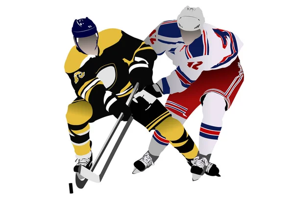Joueurs Hockey Vectoriel Rondelle Illustration Sportive Abstraite Pour Design — Image vectorielle