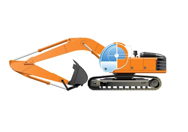 Excavator Orange Color Rendering — Stock Vector