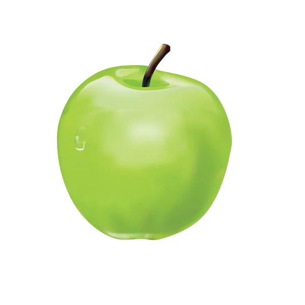 Grüner Apfel Mit Wassertropfen — Stockvektor