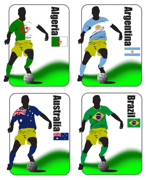 Σετ Ποδοσφαίρου Ποδοσφαίρου Παγκόσμιο Πρωτάθλημα Στην Βραζιλία — Διανυσματικό Αρχείο