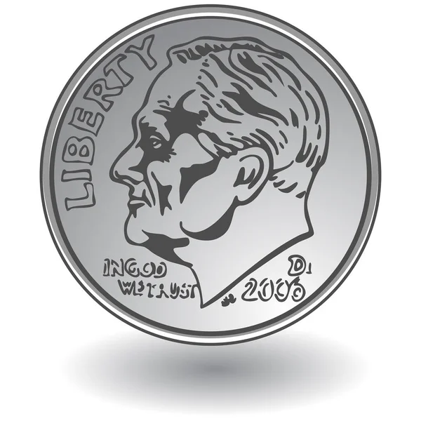 Монета Сріблі Ізольована Фоні — стоковий вектор