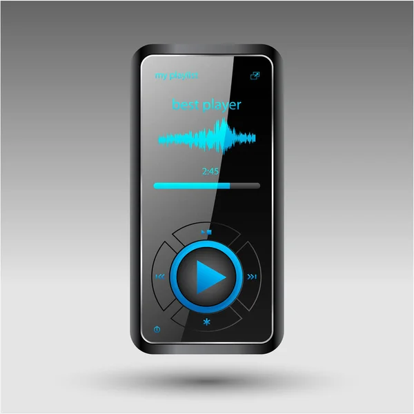 Music Player Black Smartphone — Stock Vector