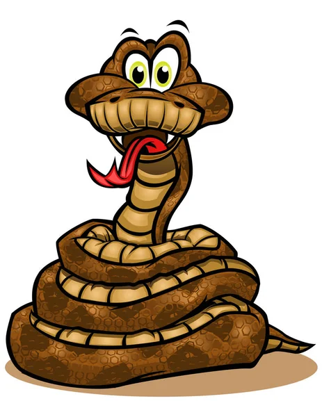 Illustration Einer Zeichentrickschlange Mit Einer Schlange — Stockvektor
