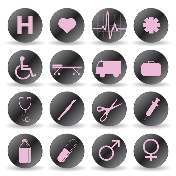 Vektor Illustration Von Symbolen Für Die Medizinische Versorgung — Stockvektor