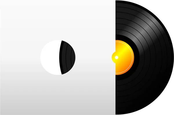 Schwarze Schallplatte Mit Schwarzer Schallplatte Auf Weißem Hintergrund — Stockvektor