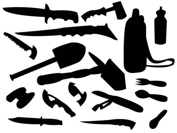 Set Various Silhouettes Tools — Stock Vector
