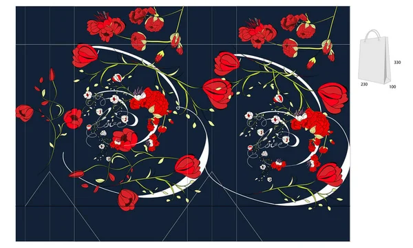 Vektorillustration Blumen Und Rosen Blütenmuster — Stockvektor