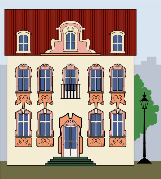 Oud Huis Met Windows — Stockvector