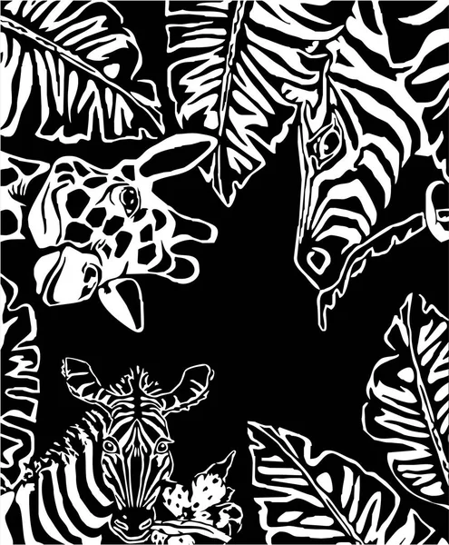 Animaux Tropicaux Illustration Vectorielle — Image vectorielle