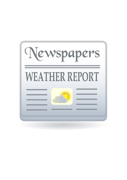 Hava Tahmini Simgesi Beyaz Arkaplanda Gölgesi Olan Gazete — Stok Vektör