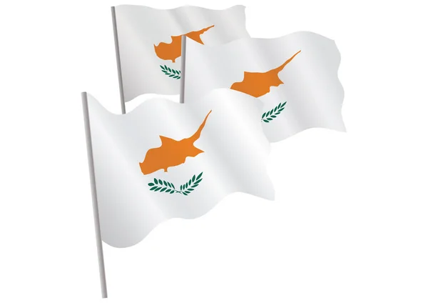 Размахивая Флагами Кипра Изолированные Белом Фоне — стоковый вектор
