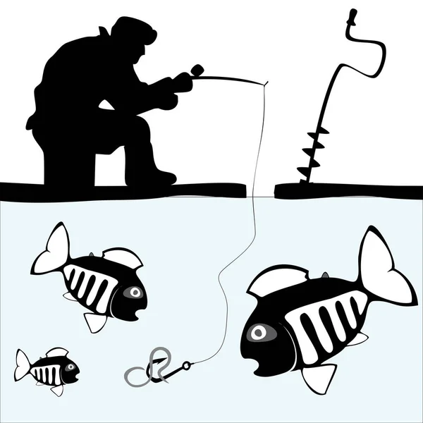 Ilustrace Rybolovu Bílém Pozadí — Stockový vektor