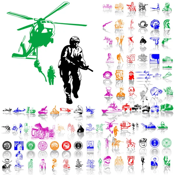 Icono Militar Conjunto Vector Ilustración — Vector de stock