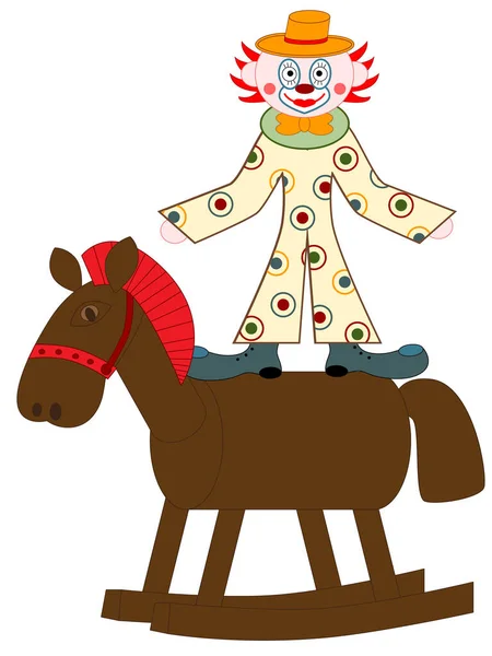 Clown Sull Illustrazione Del Vettore Cavallo — Vettoriale Stock