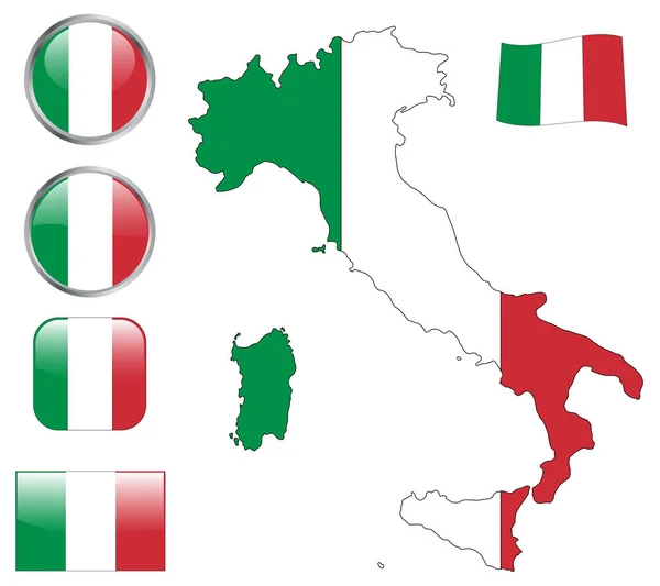 Ιταλία Σύνολο Χάρτη Εικονογράφηση Περίγραμμα Στην Έκδοση — Διανυσματικό Αρχείο