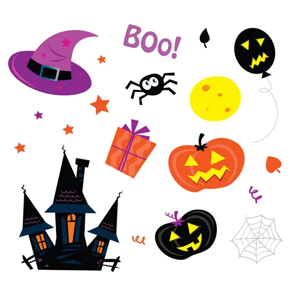 Set Icone Halloween Illustrazione Vettoriale — Vettoriale Stock