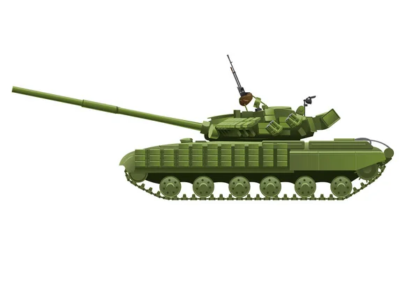 Tanque Verde Vehículo Militar — Vector de stock